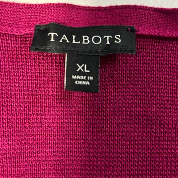 Talbots Cardigan Womens Size XL Burgundy Knitted Button Sleeve Open Front Comfy - Picture 3 of 10